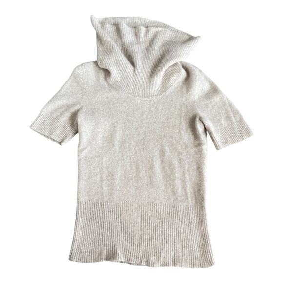 APT.9 100% Pure Cashmere Short Sleeve Cowl Neck Sweater L Old Money Softcore - Picture 1 of 8